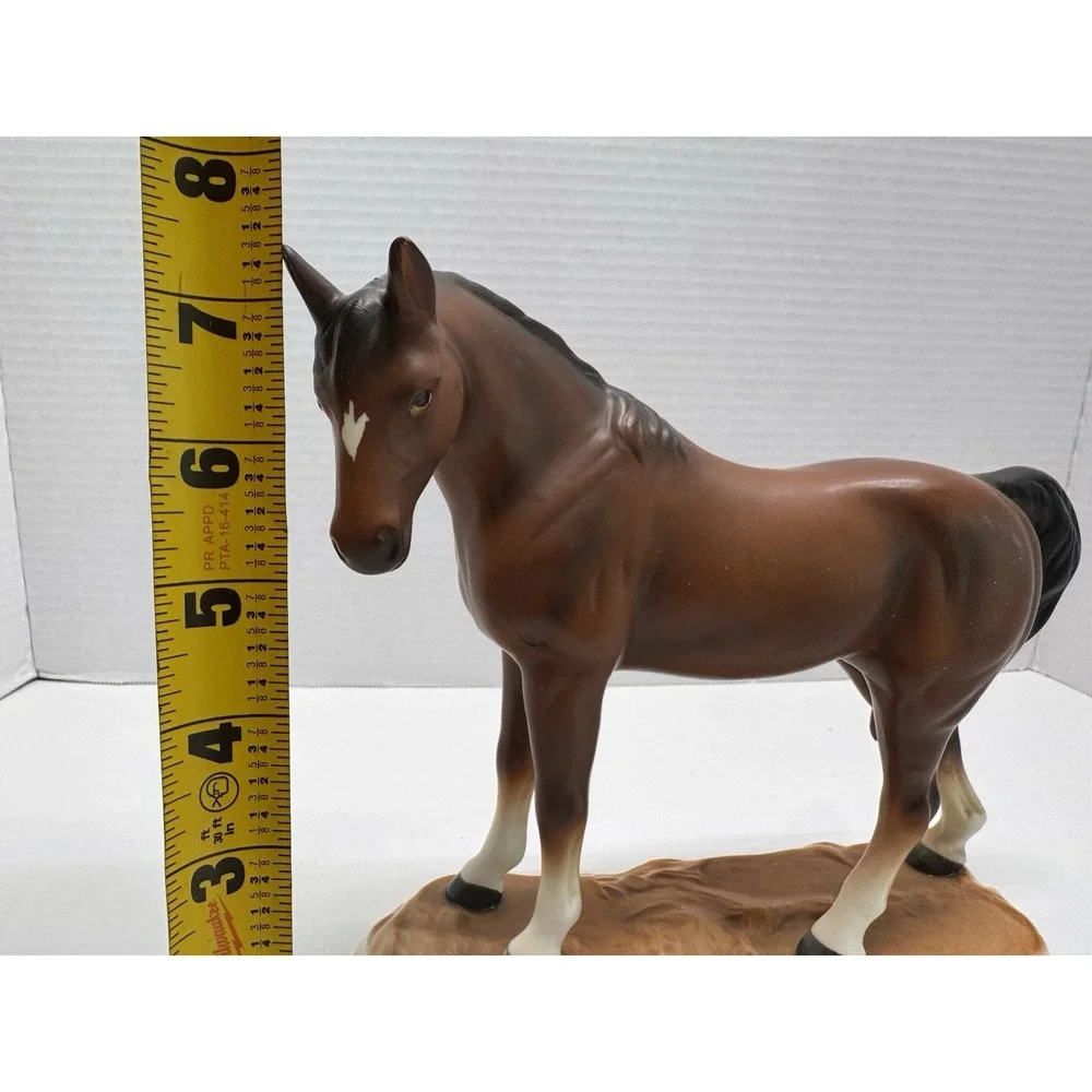 Vintage Mid Century Porcelain Horse Figurine Japan Matte Brown Chestnut Horse